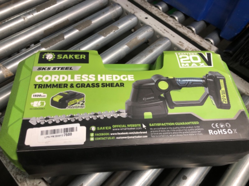 Photo 3 of ****BRAND NEW****Saker Cordless Hedge Trimmer-20V Electric Shrub Trimmer Grass Shears Handheld Grass Cutter, Hedge Shear with 2 PCS Rechargeable Battery and Charger for Garden, Lawn