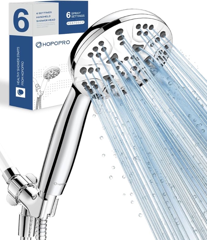 Photo 1 of ***STOCK PHOTO REFERENCE ONLY***(GOLD)
6-Mode High Pressure Handheld Shower Head Set, Consumer Reports Recommended HOPOPRO High Flow Hand Held Showerhead with 59 Inch Hose Bracket Teflon Tape Rubber Washers
