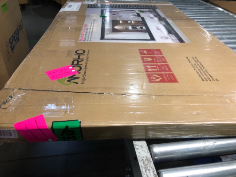 Photo 3 of ***FACTORY SEALED, ITEM OPENED FOR INSPECTION ONLY***
Amorho Black Bathroom Mirror, 60x36 Inch Thick Metal Framed Wall Mirrors for Over 2 Sinks, Bedroom, Living Room, Entryway, Large Rectangle Wall-Mounted Mirrors.