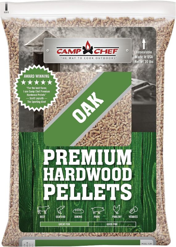 Photo 1 of ***NON REFUNDABLE***Camp Chef Oak Flavor 100% All-Natural Wood Pellets for Smokers and Pellet Grills, Smoke, Bake, Roast, Braise and BBQ, 20 lb. Bag