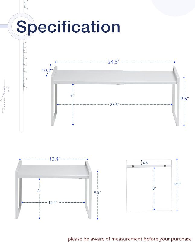 Photo 4 of (READ FULL POST) Nxconsu Expandable Cabinet Shelf Organizer Riser for Kitchen Pantry Cupboard Under Sink Countertop Home Storage Organization Rack Space Saver Freestanding Heavy Duty Nonslip Stackable White Large