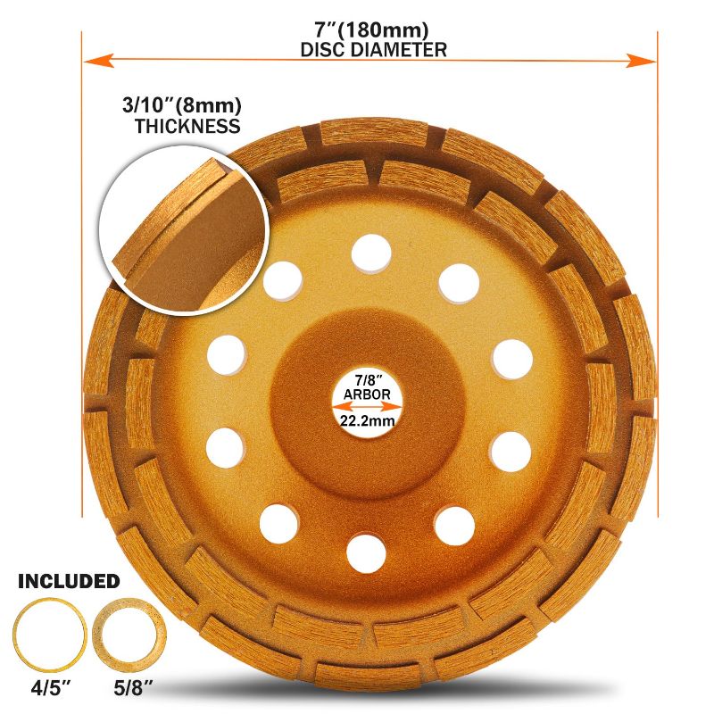 Photo 3 of (READ FULL POST) KSEIBI 644040 Diamond Concrete Grinding Wheel 7 inch for Polishing and Cleaning Stone Concrete Surface, Cement, Marble, Rock, Granite, and Thinset Removing, Angle Grinder Wheels Cup
