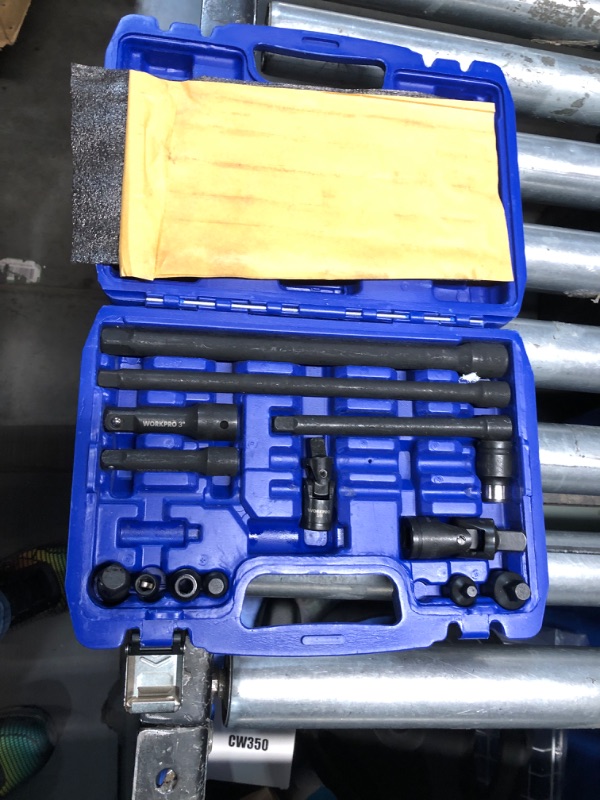 Photo 3 of ***SEE NOTES!!***
WORKPRO 18-Pieces Drive Tool Accessory Set, Includes Socket Adapters, Socket Extension Bar, Swivel Universal Joints and Impact Coupler, 1/4", 3/8" & 1/2" Drive