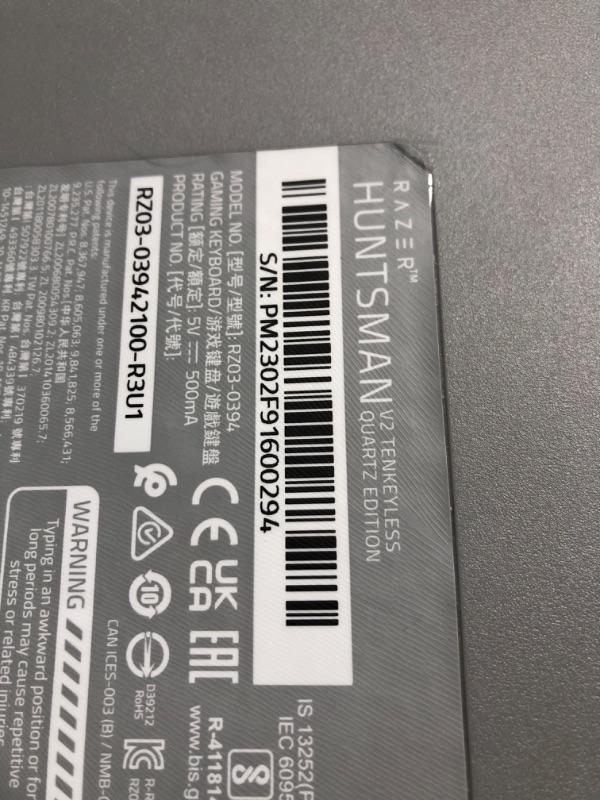 Photo 5 of ***SEE NOTES*** Razer Huntsman V2 TKL Tenkeyless Gaming Keyboard: Fast Linear Optical Switches Gen2 and 8000Hz Polling Rate - Detachable Type-C Cable - PBT Keycaps - Ergonomic Wrist Rest - Quartz Pink