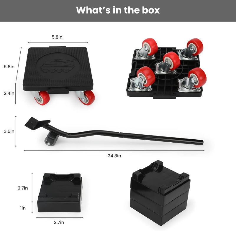 Photo 3 of (READ FULL POST) Insdawn Furniture Dolly with 5 Wheels & Furniture Lifter Set,Furniture Sliders 360°Rotation Wheels,5 Wheels Moving Dolly Load Capacity 1000LBs Total,Suitable for Sofa,Refrigerator,etc?XL-Size?4 Packs