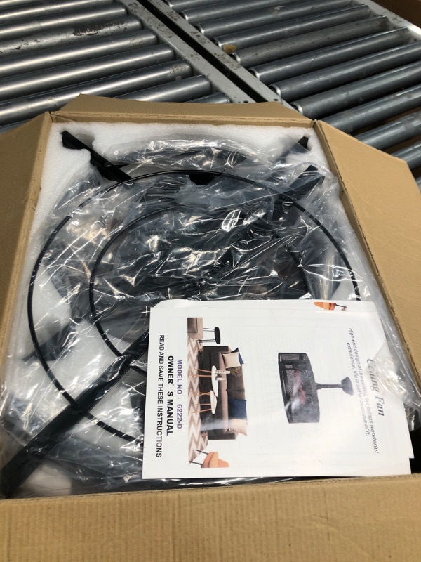 Photo 2 of ** USED HAS BEEN ASSEMBLED**Dannilong 18 Inch Caged Ceiling fans with Lights, Bladeless Farmhouse Fandelier Ceiling Fan with Remote, Enclosed Small Ceiling Fan for Bedroom Kitchen Outdoor, 6 Speeds, Black