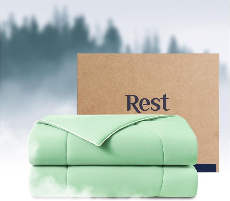 Photo 1 of (read full post) REST® Evercool® Cooling Comforter, Full/Queen, Blanket for Hot Sleepers, All Season Bedding to Keep Cool for Night Sweats, Breathable Lightweight Blanket, 90"x90" Inches, Mint Green
