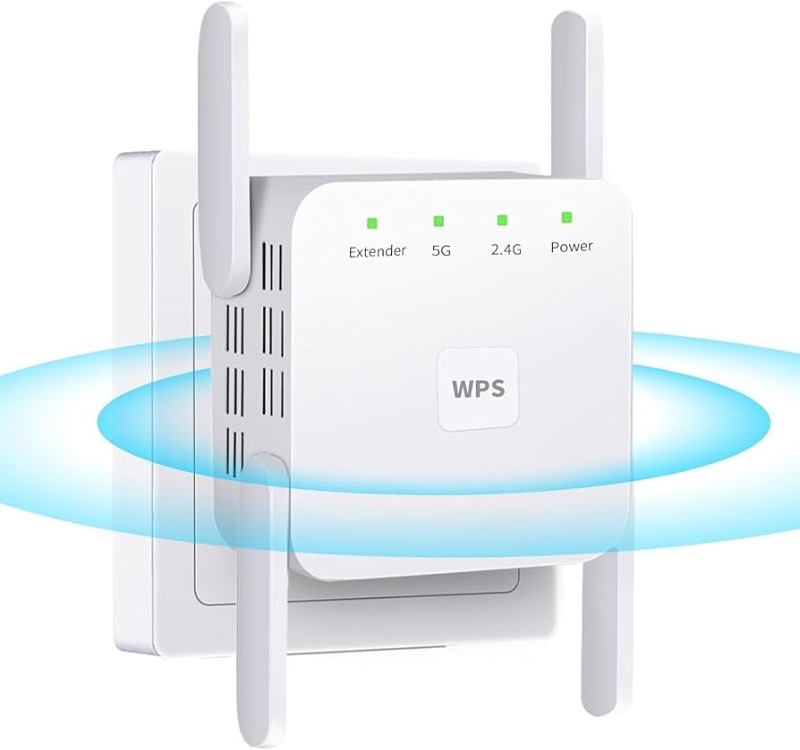 Photo 1 of *** 1 ANTENNA LOOSE*** WiFi Extender, 5G 1200Mbps Dual Band WiFi Extenders Signal Booster for Home, Device Servers WiFi Booster Covers Up to 7000 Sq.ft and 20 Devices