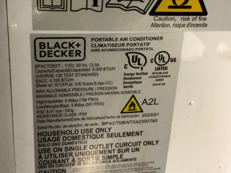 Photo 7 of ***DAMAGED - MISSING PARTS - UNTESTED - SEE COMMENTS***
BLACK+DECKER 8,000 BTU Portable Air Conditioner up to 350 Sq.Ft.with Remote Control, White White - 8,000 BTU 1 Count (Pack of 1)