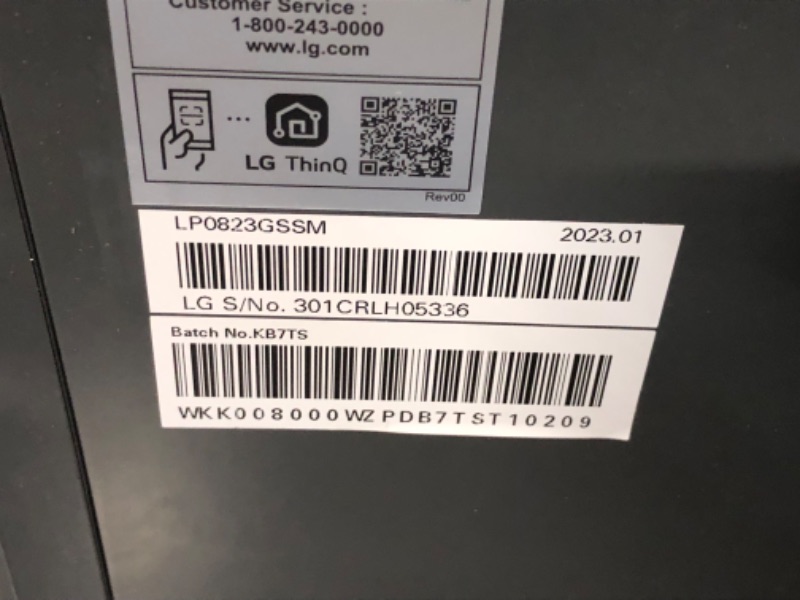 Photo 4 of ***USED - NOT FUNCTIONAL - SEE COMMENTS***
LG 8000 BTU (DOE) / (12000 ASHRAE) Portable Air Conditioners Cools 350 Sqft Easy Install & WiFi App Remote Eco-friendly, Quiet Small & Medium Room Air Conditioner AC Unit Home Gray LP0823GSSM