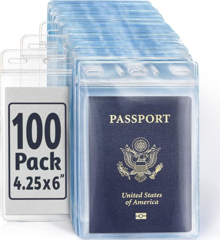 Photo 1 of ***STOCK PHOTO REFERENCE ONLY***
WINURE Passport & Identification Card Holders with Soft Edge (Clear, 4x6 Inch, 100 Pack), Extra Large Vertical ID Holder, Zipperless Plastic Nam