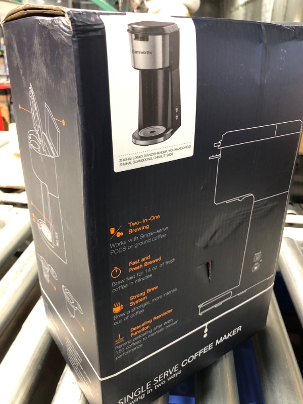 Photo 3 of ***ITEM TESTED FOR POWER, UNABLE TO TEST FURTHER***
Famiworths Single Serve Coffee Maker for K Cup & Ground Coffee, With Bold Brew, One Cup Coffee Maker, 6 to 14 oz. Brew Sizes, Fits Travel Mug, Classic Black