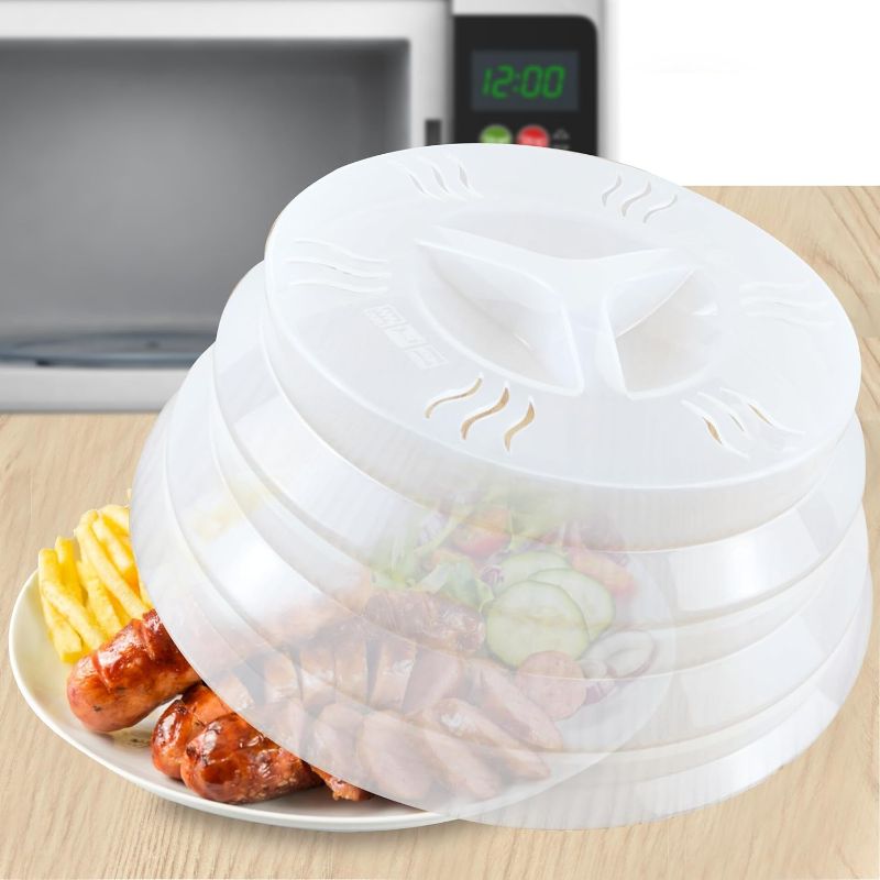 Photo 1 of **ITEM IS DIFFERENT FROM STOCK PHOTO** Large Microwave Splatter Cover for Food Microwave Cover,Collapsible Microwave Food Cover BPA Free Non Toxic Microwave Plate Cover-White/Clear