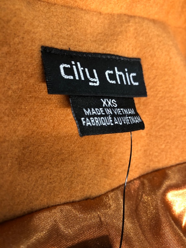 Photo 3 of *****STOCK IMAGE FOR SAMPLE***** 
City Chic Women's Apparel Women's City Chic Coat HI LO Frill, DEEP Caramel Size XXS