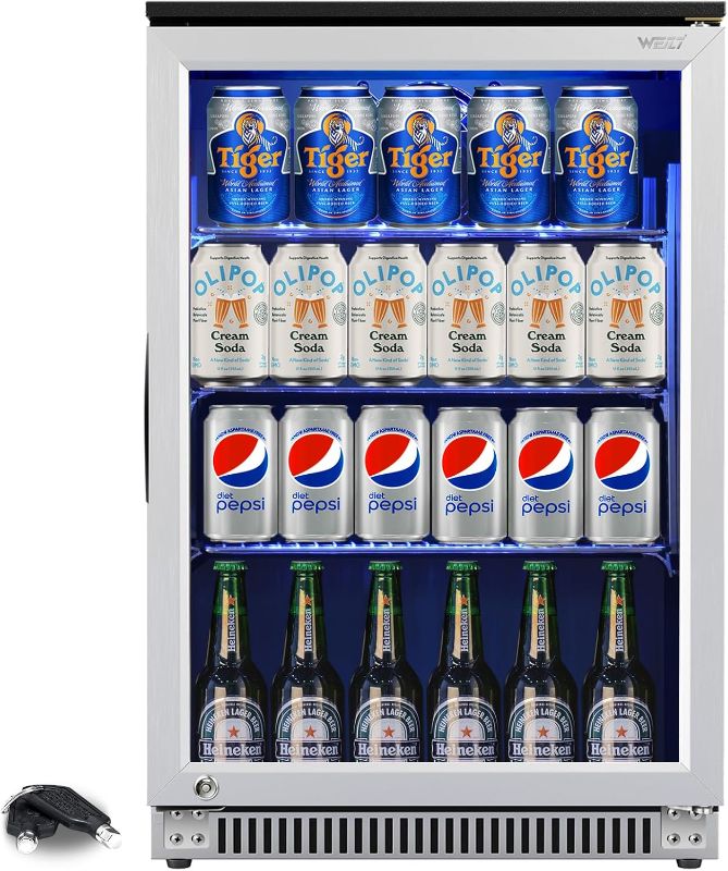 Photo 1 of *similar to stock photo* Weili 20 Inch Built in Beverage Refrigerator with Lock, Under Counter or Freestanding 120 Can Soda Beer Drink Cooler Fridge with Stainless Steel and Glass Door
