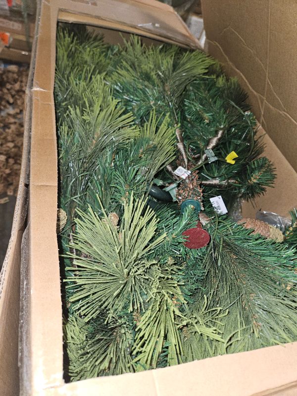 Photo 2 of **USED**
National Tree Company Carolina Pine 7.5 Foot Artificial Holiday Prelit Christmas Tree w/750 Clear Lights, Pinecones, 1399 Branch Tips and Metal Stand