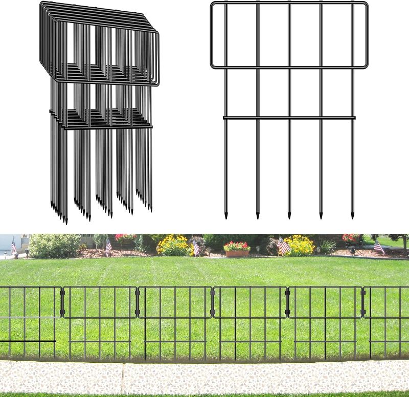 Photo 1 of 24 Packs Garden Fence for Dogs, YYHLL Matte Finish Rustproof Steel No Dig Decorative Garden Fence for Dog Small Animals Garden Fencing, Outdoor Decorative Fences with Snap and Ties 17 in(H) X 13 in(L)