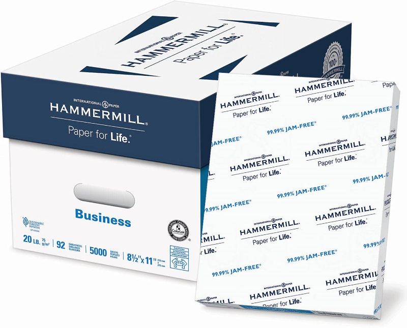 Photo 1 of 
Hammermill Business Copy Paper, 20lb, 92 Bright, 8 1/2" x 11", 10 Ream Case