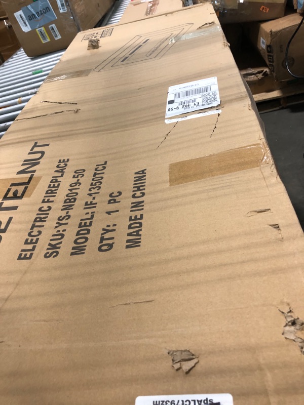 Photo 1 of BETELNUT 50" Electric Fireplace Wall Mounted and Recessed with Remote Control, 750/1500W Ultra-Thin Wall Fireplace Heater W/Timer Adjustable Flame Color and Brightness, Log Set & Crystal Options