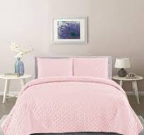 Photo 1 of **PACK OF 5** Bently Vintage Washed Lattice 3-Piece Quilt & Pillow Sham Set King Pale Pink
