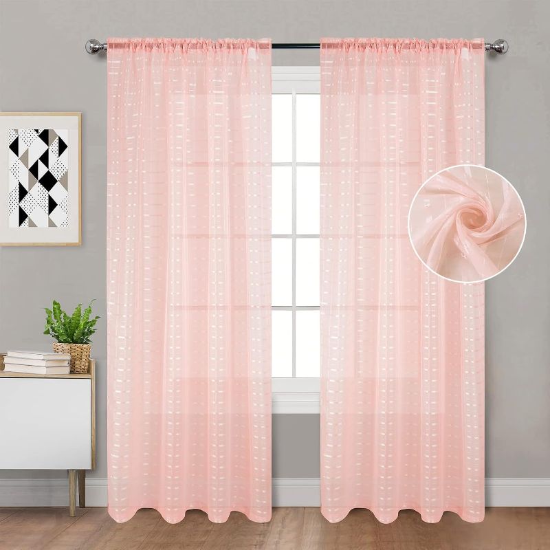 Photo 1 of 
Tony's collection Light Pink Sheer Curtains 95 inch Sheers for Living Room Nursery Voile Curtain Panel for Bedroom Rod Pocket Drape for Girl's...