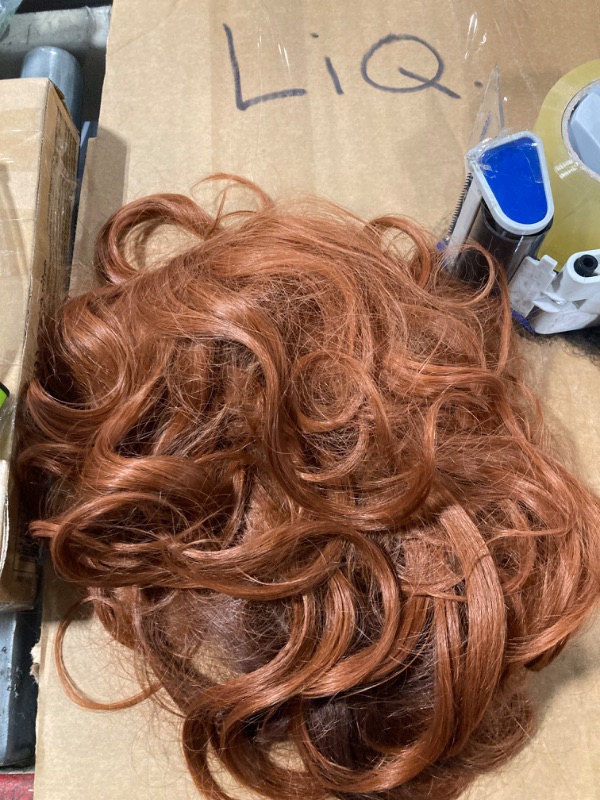 Photo 2 of **USED******MINOR DAMAGE*** 
HAIRCUBE Auburn Wig with Bangs for Women Auburn Long Wavy Hair Wig Wig Curly Wavy Synthetic Wigs for Girls Daily Party Use