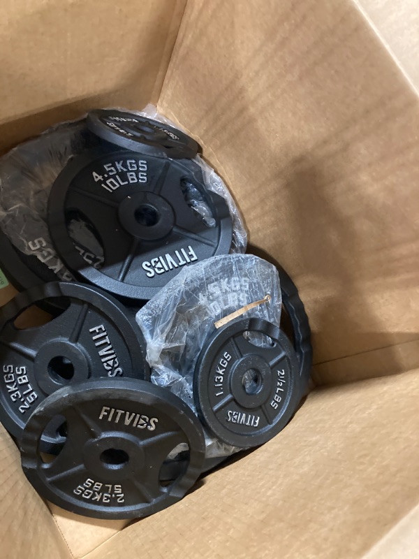 Photo 1 of 2 Inch Cast Iron Olympic Weight Plate Set for Strength Training, Weightlifting and Crossfit at Home and Gym, Free Weight Plate Set with Barbell