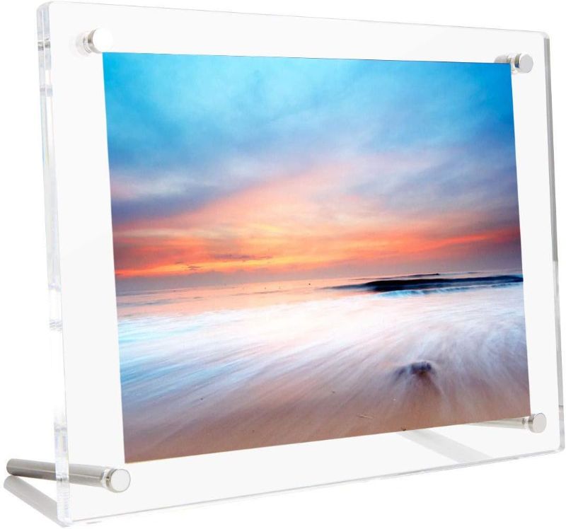 Photo 1 of 
B&NN Acrylic Picture Frame Floating Look?3MM + 3MM Thickness Clear Photo Frame ?Desktop Frameless Display ?Self Standing (11x14)