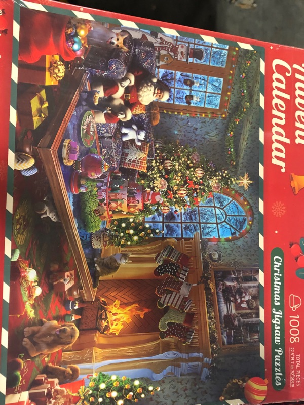 Photo 2 of Advent Calendar 2024 Jigsaw Puzzle - Santa's Secret House, 24 Boxes 1008 Pieces Christmas Advent Calendar Gifts Puzzles for Kids Adults, Christmas Decorations Countdown Calendar (27.56 x 19.68 Inch)