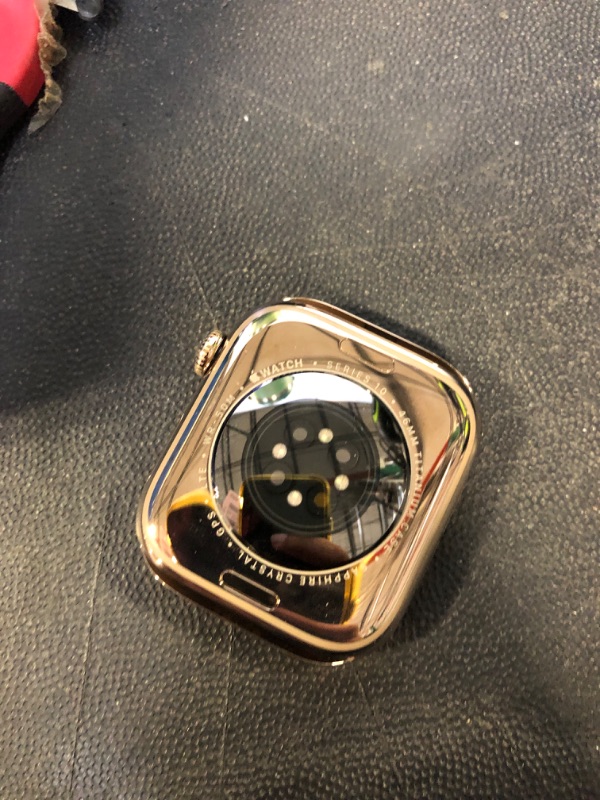 Photo 1 of Apple Watch Series 10 [GPS + Cellular 46mm case] Smartwatch with Gold Titanium Case with Starlight Sport Band - M/L. Fitness Tracker, ECG App, Always-On Retina Display, Water Resistant