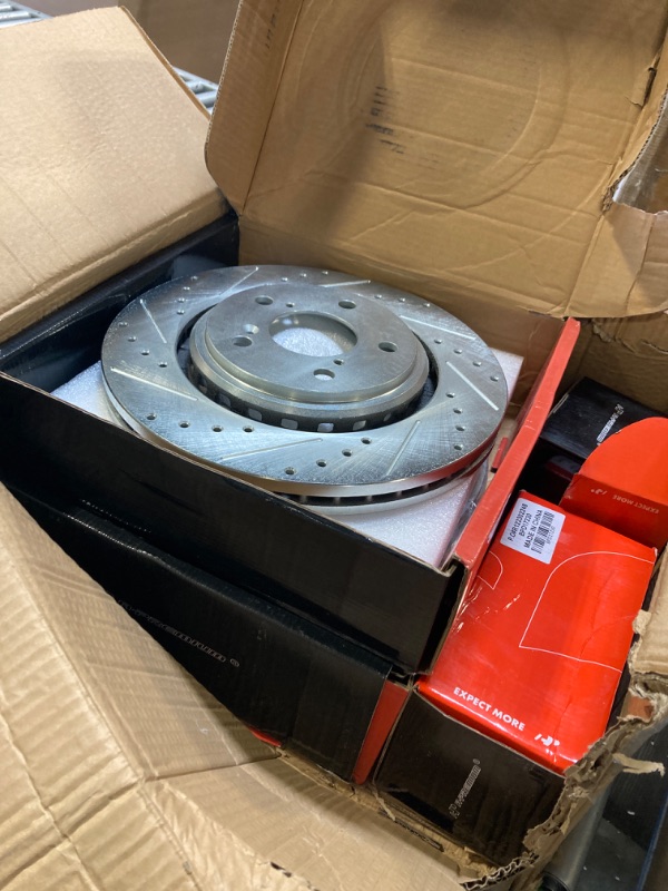 Photo 1 of A-Premium Front and Rear Drilled and Slotted Disc Brake Rotors + Ceramic Pads Kit Compatible with Select Honda Models - Pilot 2016-2022, Ridgeline 2017-2023, 12-PC Set