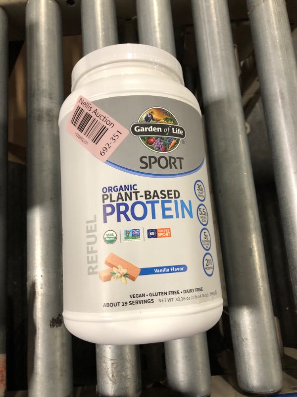 Photo 1 of Organic Vegan Protein Powder, Vanilla Protein Powder with Probiotics, BCAAs, 30g Plant Protein, NSF Certified, Gluten Free & Sport, Non GMO, Garden of Life Sport Protein Powder