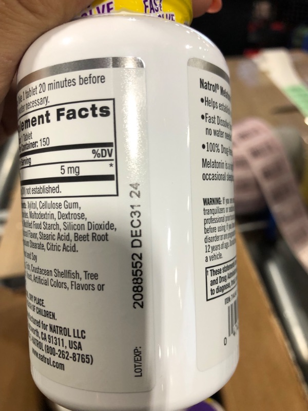 Photo 1 of Natrol Sleep Melatonin 5mg Fast Dissolve Tablets, Nighttime Sleep Aid for Adults, 150 Strawberry-Flavored Melatonin Tablets, 150 Day Supply Strawberry 150 Count (Pack of 1)