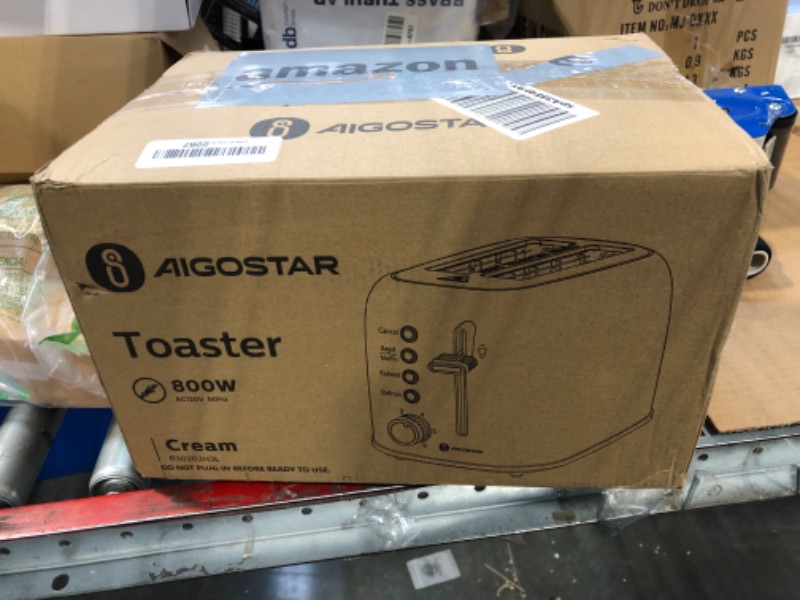 Photo 2 of Aigostar Toaster 2 Slice, Retro Extra-Wide Slot Toasters Best Rated Prime for Toasting Bagels, Breads, Waffles & More, Cancel, Defrost & 6 Browning, Removable Crumb Tray, Stainless Steel, Cream White