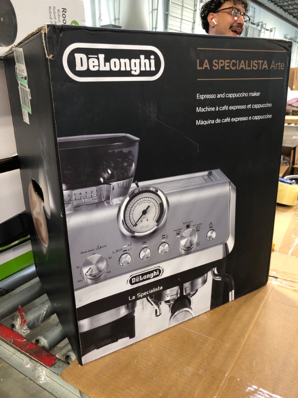 Photo 2 of ***LEAKS***PARTS ONLY***De'Longhi La Specialista Arte Evo Espresso Machine with Cold Brew, Manual Milk Frother, Barista Kit for Latte, Cappuccino, Built-in Grinder, EC9255M
