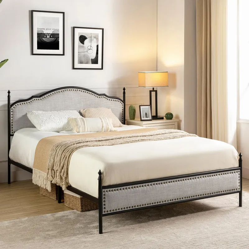 Photo 1 of **SIMILAR ITEM**
ART OF LIVING DESIGNS,INC Dimas Upholstered Platform Bed with Metal Legs Beige