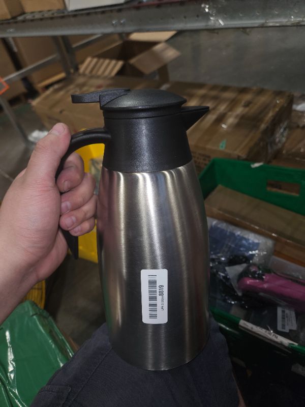 Photo 2 of **USED**
68 Oz Insulated Thermal Coffee Carafe Stainless Steel Double Walled Vacuum Coffee Thermos, Hot Water, Tea, Hot Beverage Dispenser, Keep 24 Hour Heat Retention/12 Hour Cold Retention (Sliver, 2L)