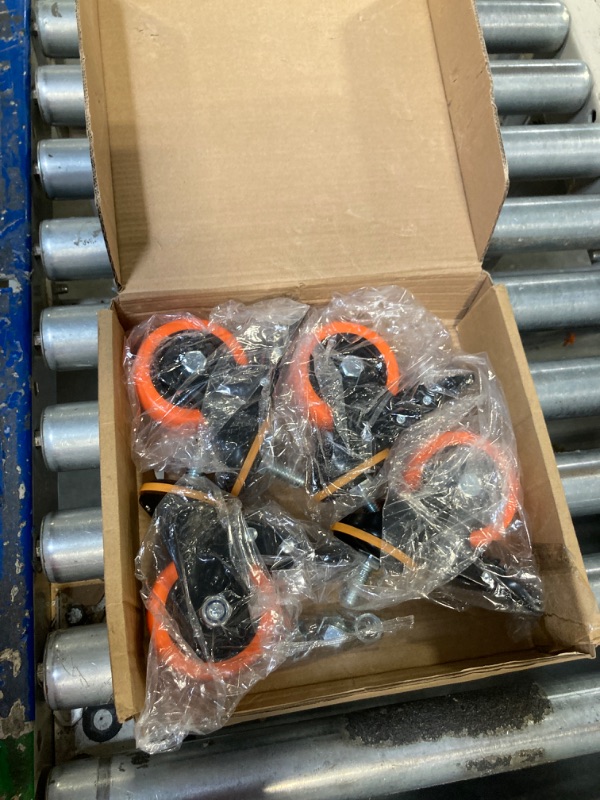 Photo 3 of 3 Inch Caster Wheels 2200Lbs, Threaded Stem Casters Set of 4 Heavy Duty, 1/2"-13 x 1" (Screw Diameter 1/2", Stem Length 1"), Safety Dual Locking Industrial Castors, Wheels for Cart, Furniture