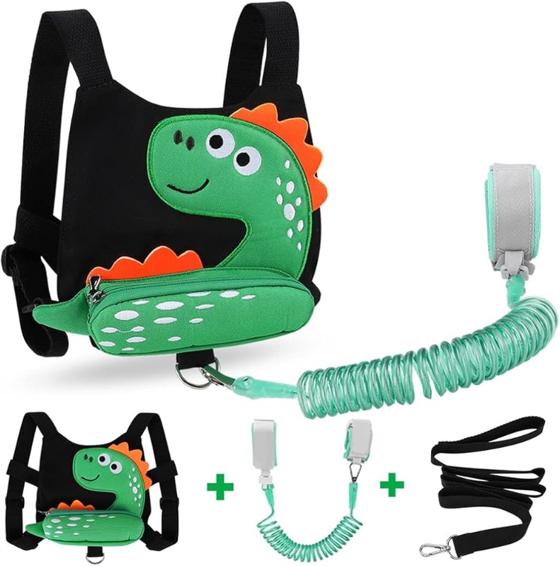 Photo 1 of ***similar item*** 3 in 1 Toddler Harness Leash + Baby Anti Lost Wrist Link, Accmor Cute Dinosaur Child Safety Harness Tether, Kids Walking Wristband Assistant Strap Belt for Parent Boys Outdoor Activity (Black)