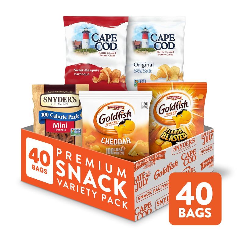 Photo 1 of  Goldfish Crackers, Snyder's of Hanover Pretzels, and Cape Cod Potato Chips Premium Snack Variety Pack for Adults and Kids, 40 Count