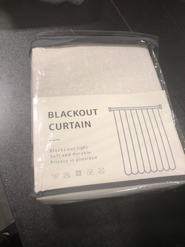 Photo 3 of 100% Blackout Shield Linen Blackout Curtains for Bedroom 84 Inches Long,Back Tab/Rod Pocket Living Room Drapes,Thermal Insulated Textured Blackout Curtains 2 Panels Set,50" W x 84" L,Cream Cream 50''W x 84''L