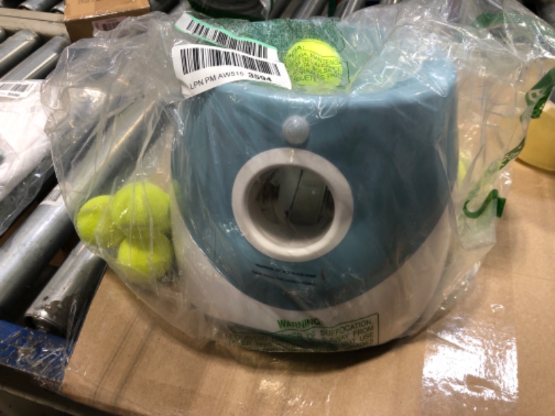 Photo 2 of  *** USED AND DIRTY *** jovani Dog Ball Automatic Launcher for Small Dogs, Interactive Dog Ball Thrower Adjustable Distance 10-30ft, Included 9 Mini Tennis Balls (2"), Blue