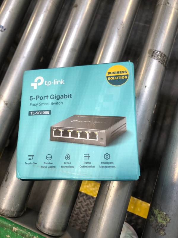 Photo 1 of TP-Link TL-SG105E | 5 Port Gigabit Switch | Easy Smart Managed | Plug & Play | Desktop/Wall-Mount | Shielded Ports | QoS, Vlan, IGMP and Link Aggregation | Ethernet Splitter | Network Hub | Black