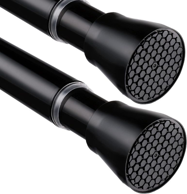 Photo 1 of 2 Pack Tension Curtain Rod 33 to 59 Inches, Adjustable Expandable Pressure Spring Curtain Rod No Drilling, 7/8" Shower Curtain Rod for Bedroom Doorway Closet Door?black?