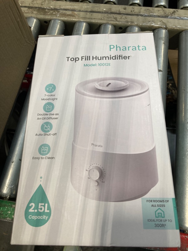 Photo 2 of  *** USED AND DIRTY *** Pharata® Humidifiers for Bedroom Large Room, 2.5L Cool Mist Humidifier with Essential Oil Diffuser, Top Fill Humidifier for Baby, Home, Plant, Ultrasonic Humidification for whole house, Auto Shut-Off, (White)