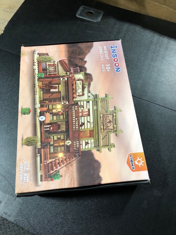 Photo 1 of INSOON Western Saloon Building Set with LED Light, Wild West Mini Building Block for Adults, 2056 PCS Construction Model with Horse Stable Cowboy Hat, Building Toy for Teens Kids 10+