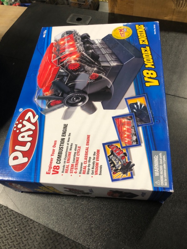 Photo 1 of Playz V8 Combustion Engine Model Kit That Runs - Build Your Own STEM Mini V8 Model Engine Kit for Adults & Kids Age 12+, Visible V8 Mini Engine Kit That Works for Adult w/ 270 STEM Parts