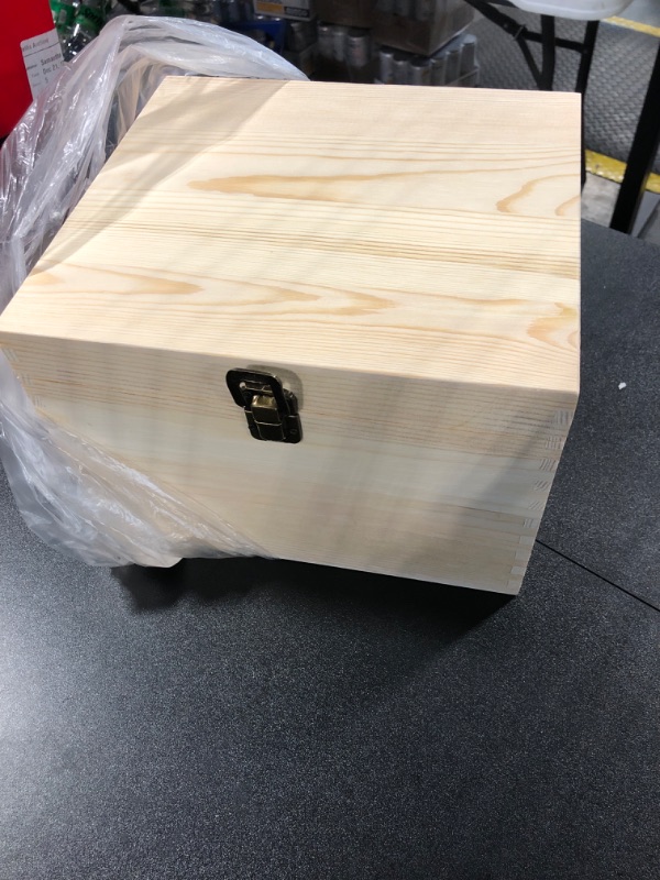 Photo 1 of 
(1-Pack) 10.8x7x8x5.7-Inch Large Unfinished Wooden Box with Hinged Lid & Front Clasp for DIY Art Project Crafts Woodcraft Keepsake - Easy to Stain Paint...