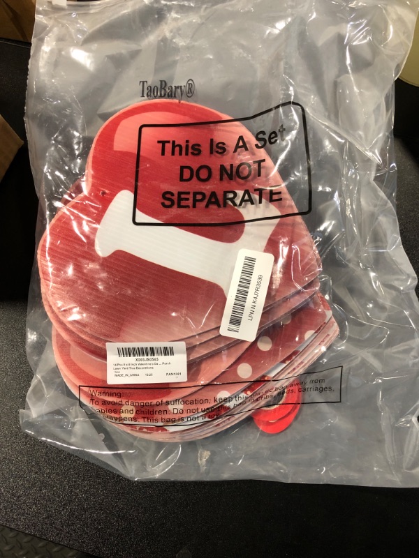 Photo 1 of 14 Pcs 8 x 8 Inch Valentine's Day Red Hearts Hanging Ornaments Plastic Valentine Heart Decoration Double Sided Valentines Hanging Decorations for Wedding Party Porch Lawn Yard Tree Decorations