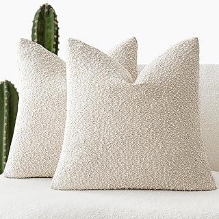 Photo 1 of Foindtower Pack of 2 Textured Boucle Throw Pillow Covers Accent Solid Pillow Cases Cozy Soft Decorative Couch Cushion